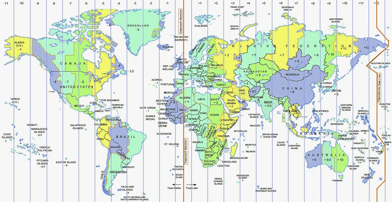 Время по часовым поясам